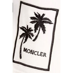 Moncler Palm Embroidery Sequin Sweatshirt Size S White Black